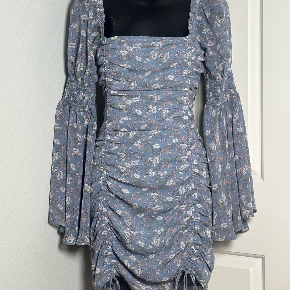 Elegant Floral Square Neck Mini Dress - Picture 11 of 11